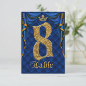 Royal Blue Gold Crown Weduwtable Number 8 Kaart (Staand voorkant)