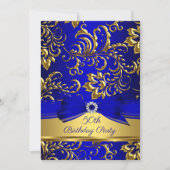 Royal Blue Gold Damask 50e verjaardag Kaart (Voorkant)
