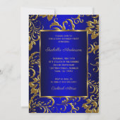 Royal Blue Gold Damask 50e verjaardag Kaart (Achterkant)