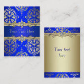 Royal Blue Gold Damask Visitekaartjes (Voorkant / Achterkant)