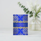 Royal Blue Gold Damask Visitekaartjes (Staand voorkant)