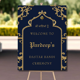 Royal Blue Gold Dastar bandi teken Poster