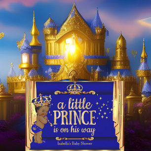 Royal Blue Gold Drapes Prince Baby shower Etnic Kaart