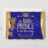 Royal Blue Gold Drapes Prince Baby shower Etnic Kaart (Voorkant)