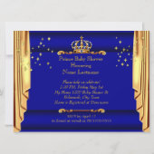 Royal Blue Gold Drapes Prince Baby shower groot Kaart (Achterkant)