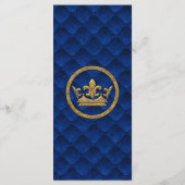 Royal Blue Gold Drapes Scroll Bruiloft Menu (Achterkant)