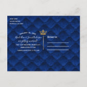 Royal Blue Gold Drapes Scroll Wedding Save Date Aankondigingskaart (Achterkant)