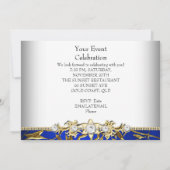 Royal Blue Gold Embossed Kijk Elegant Party Kaart (Achterkant)
