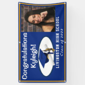 Royal Blue, Gold en White Vinyl Afstuderen Foto Spandoek (Verticaal)