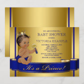 Royal Blue Gold Ethnic Prince Baby shower Kaart (Voorkant / Achterkant)