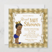 Royal Blue Gold Ethnic Prince Baby shower Kaart (Achterkant)