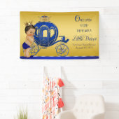 Royal Blue Gold Ethnic Prince Carriage Baby shower Spandoek (Insitu)