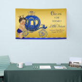 Royal Blue Gold Ethnic Prince Carriage Baby shower Spandoek (Beurs)