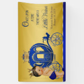 Royal Blue Gold Ethnic Prince Carriage Baby shower Spandoek (Verticaal)