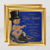 Royal Blue Gold Etnisch Klein Man Baby shower Kaart (Voorkant / Achterkant)