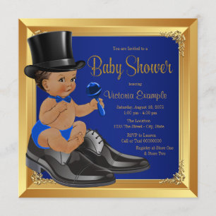 Royal Blue Gold Etnisch Klein Man Baby shower Kaart