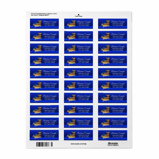 Royal Blue Gold Etnische Prince Adresetiketten Etiket (Full Sheet)