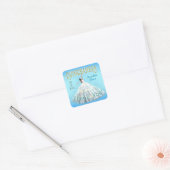 Royal Blue Gold Fancy jurk quinceanera dank u Vierkante Sticker (Envelop)