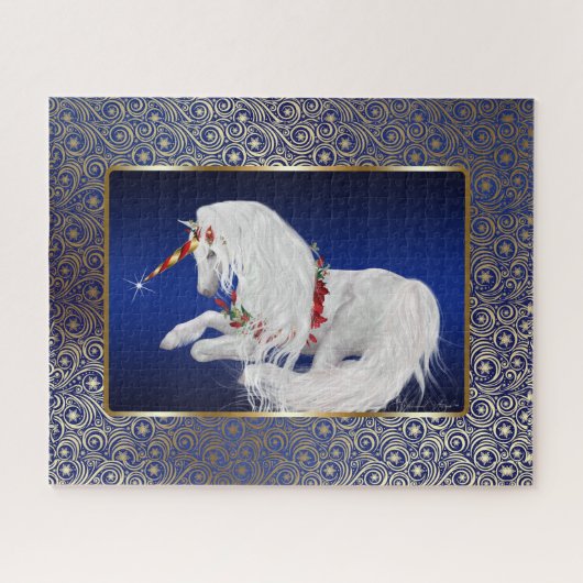 Royal Blue Gold Fantasy Holiday Unicorn Legpuzzel (Horizontaal)