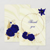 royal blue gold floral bedankkaart (Voorkant / Achterkant)