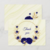 royal blue gold floral bedankkaart (Voorkant / Achterkant)