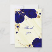 royal blue gold floral Bedankt! Bedankkaart (Voorkant)
