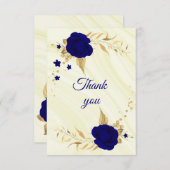 royal blue gold floral Bedankt! Bedankkaart (Voorkant / Achterkant)