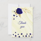 royal blue gold floral Bedankt! Bedankkaart (Voorkant)