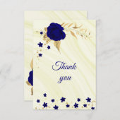 royal blue gold floral Bedankt! Bedankkaart (Voorkant / Achterkant)