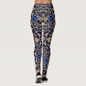 Royal Blue & Gold Floral Elegance Pattern Leggings (Achterkant)