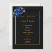ROYAL BLUE GOLD FLORAL ELEGANT WEDDING INVITATION KAART (Voorkant)
