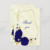 royal blue gold floral geometric bedankkaart (Voorkant / Achterkant)