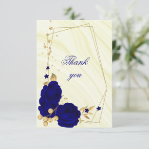 royal blue gold floral geometric bedankkaart