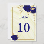 royal blue gold floral geometric table number kaart (Achterkant)