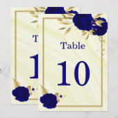 royal blue gold floral geometric table number kaart (Voorkant / Achterkant)