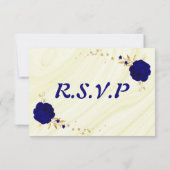 royal blue gold floral marmer choice RSVP kaartje (Achterkant)