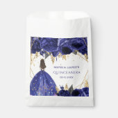 Royal Blue Gold Floral Princess Quinceanera Bedankzakje (Voorkant)