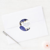 Royal Blue Gold Floral Princess Quinceanera Ronde Sticker (Envelop)