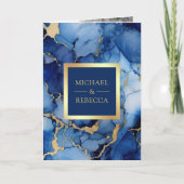 Royal Blue Gold Fluid Ink QR Code Wedding (Voorkant)