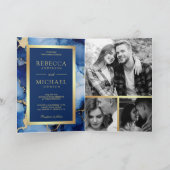 Royal Blue Gold Fluid Ink QR Code Wedding (Binnen)