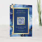 Royal Blue Gold Fluid Ink QR Code Wedding (Achterkant)