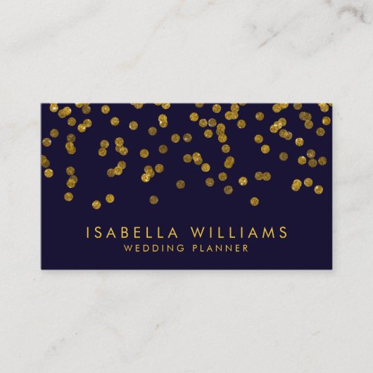 Royal Blue & Gold Foil Confetti Visitekaartje (Voorkant)