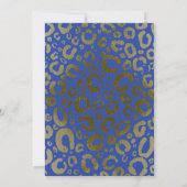 Royal Blue & Gold Glam Leopard Print Baby shower Kaart (Achterkant)
