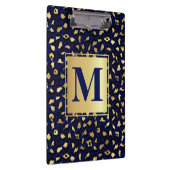 Royal Blue & Gold Glam Leopard Spots Print Klembord (Rechts)