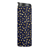 Royal Blue & Gold Glam Leopard Spots Print Thermosbeker (Geroteerd rechts)