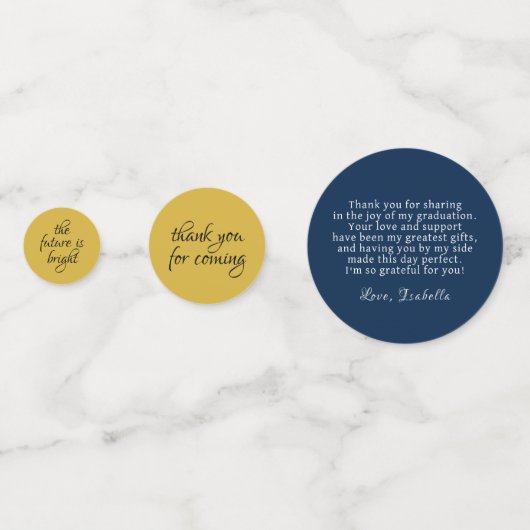 Royal Blue Gold Glitter Dust Afstuderen Bedankt Confetti (Voorkanten)