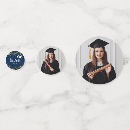 Royal Blue Gold Glitter Dust Afstuderen Bedankt Confetti (Achterkanten)