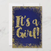 Royal Blue & Gold Glitter Glam Modern Baby shower Kaart (Achterkant)