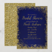 Royal Blue Gold Glitter Glam Modern Vrijgezellenfe Kaart (Voorkant / Achterkant)