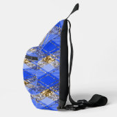 ROYAL BLUE & GOLD GLITTER LOOK PLAID PATROON SLING BAG (Rechts)